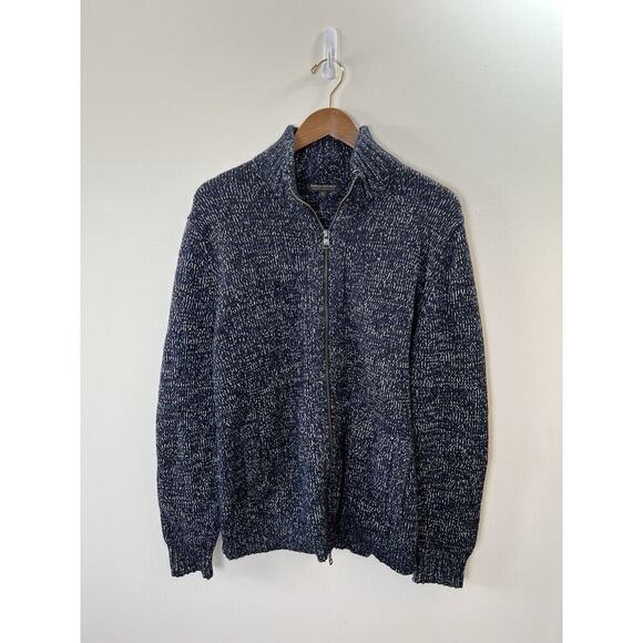 Banana Republic Other - Banana Republic Men’s Zip Wool Blend Cardigan Sweater Size XL Navy Marled Preppy
